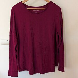 Universal Standard Long Sleeve Tee Rex Womens S 14-16 Cranberry Red Burgundy